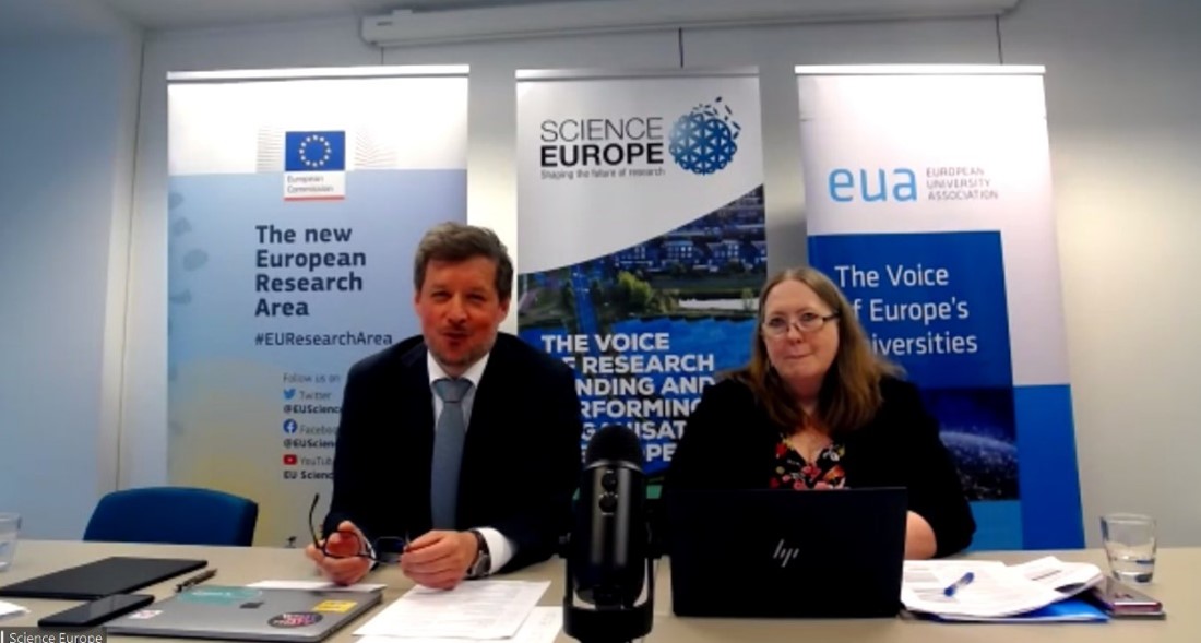 Dr. Marc Schiltz, President of Science Europe and Amanda Crowfoot, Secretary of EUA chairing the CoARA Constitutive Assembly