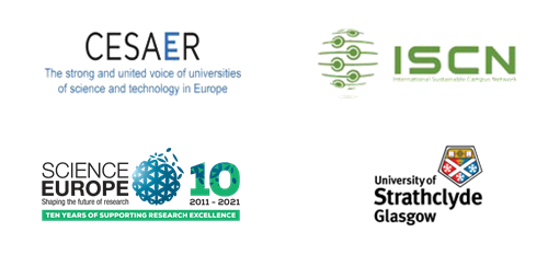 Logos of CESAER, ISCN, Science Europe, and University of Strathclyde