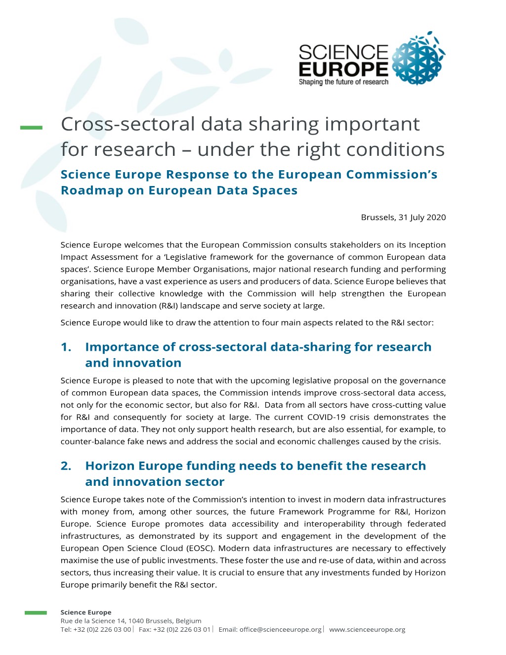Response to the European Commission Roadmap on European Data Spaces 