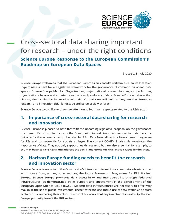 Response to the European Commission Roadmap on European Data Spaces 