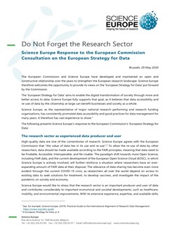 Cover of the Response to the European Commission Consultation on the European Strategy for Data